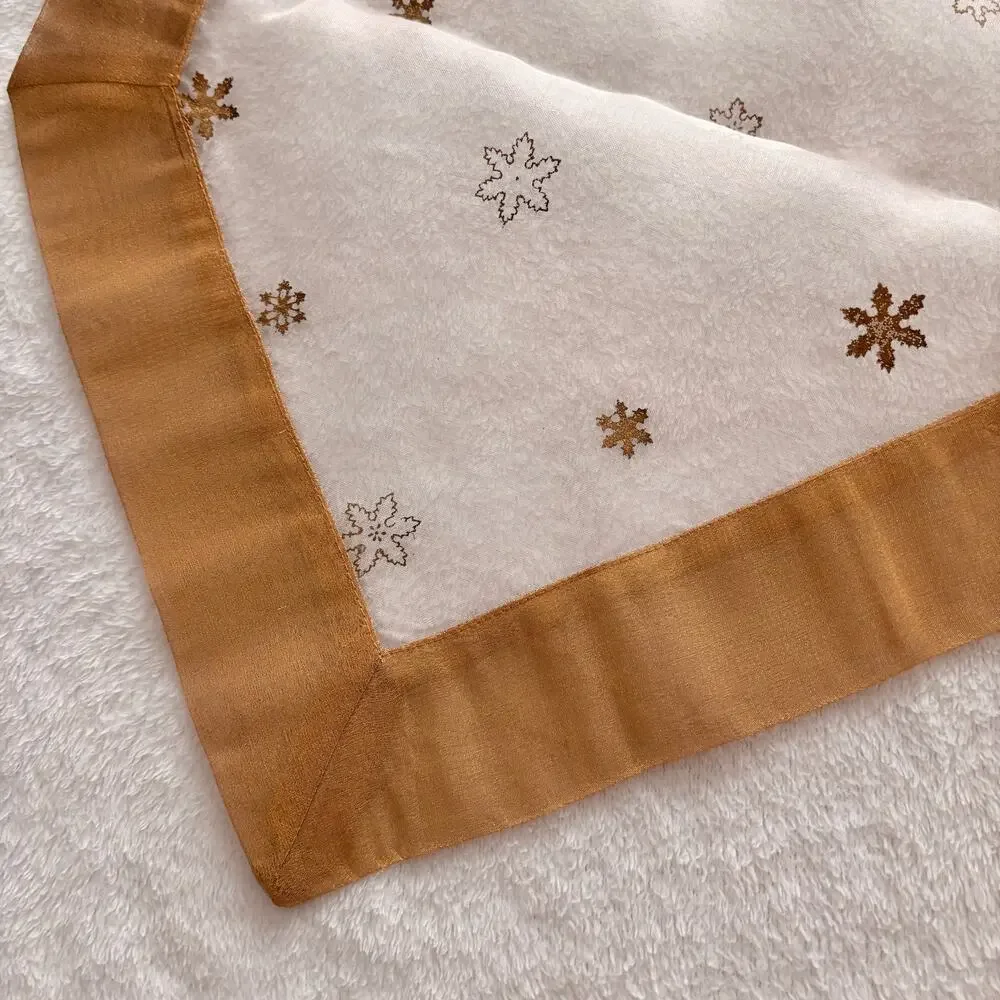 Luxury Silk Table Runner Gold Metallic Snowflake 16x108 Elegant Holiday Decor
